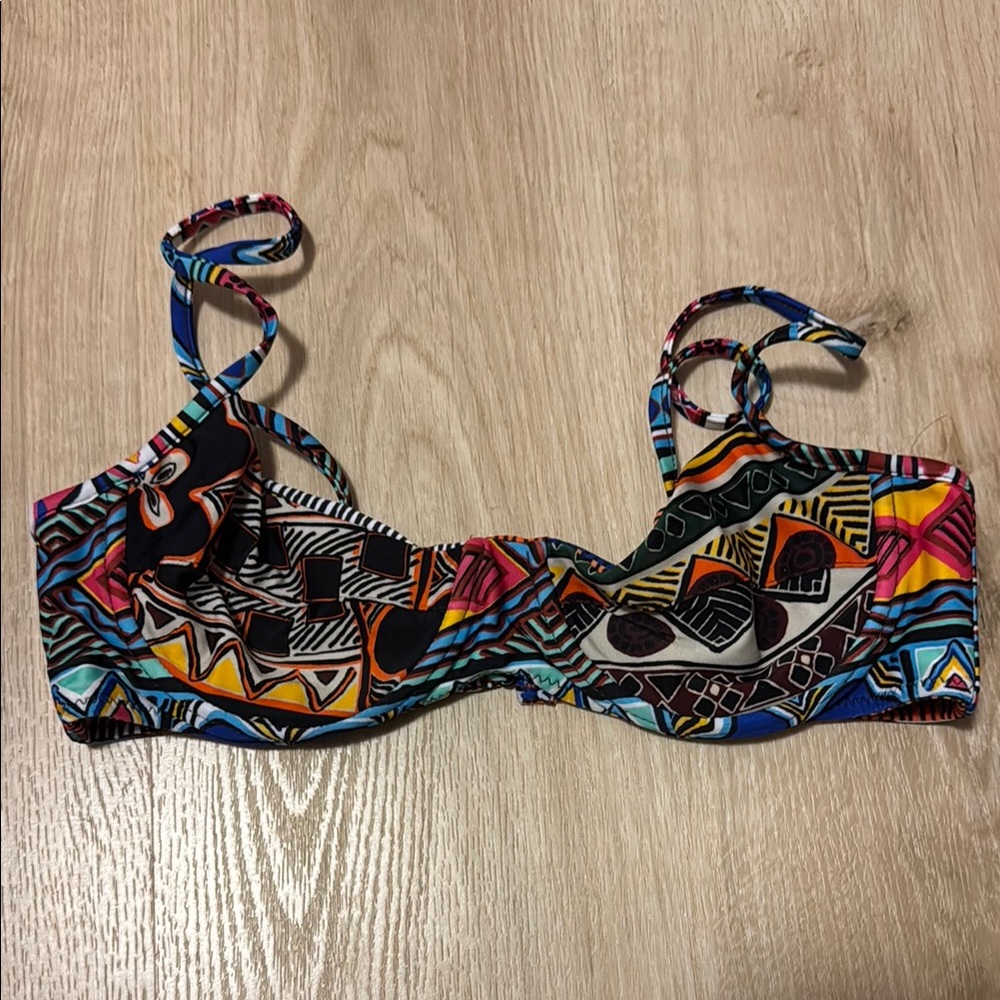 Zara Colorful Geometric Print Bikini Top